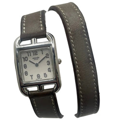 HERMÈS "Cape Cod" PM Watch in Steel and Leather