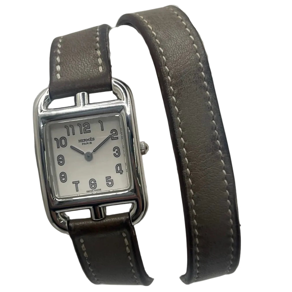 HERMÈS "Cape Cod" PM Watch in Steel and Leather