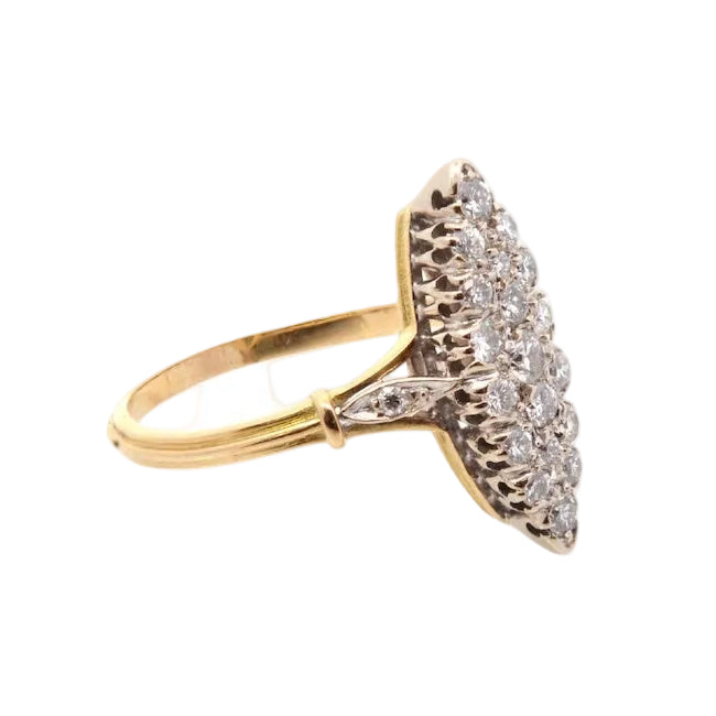 Marquise Ring in Yellow Gold and Diamonds