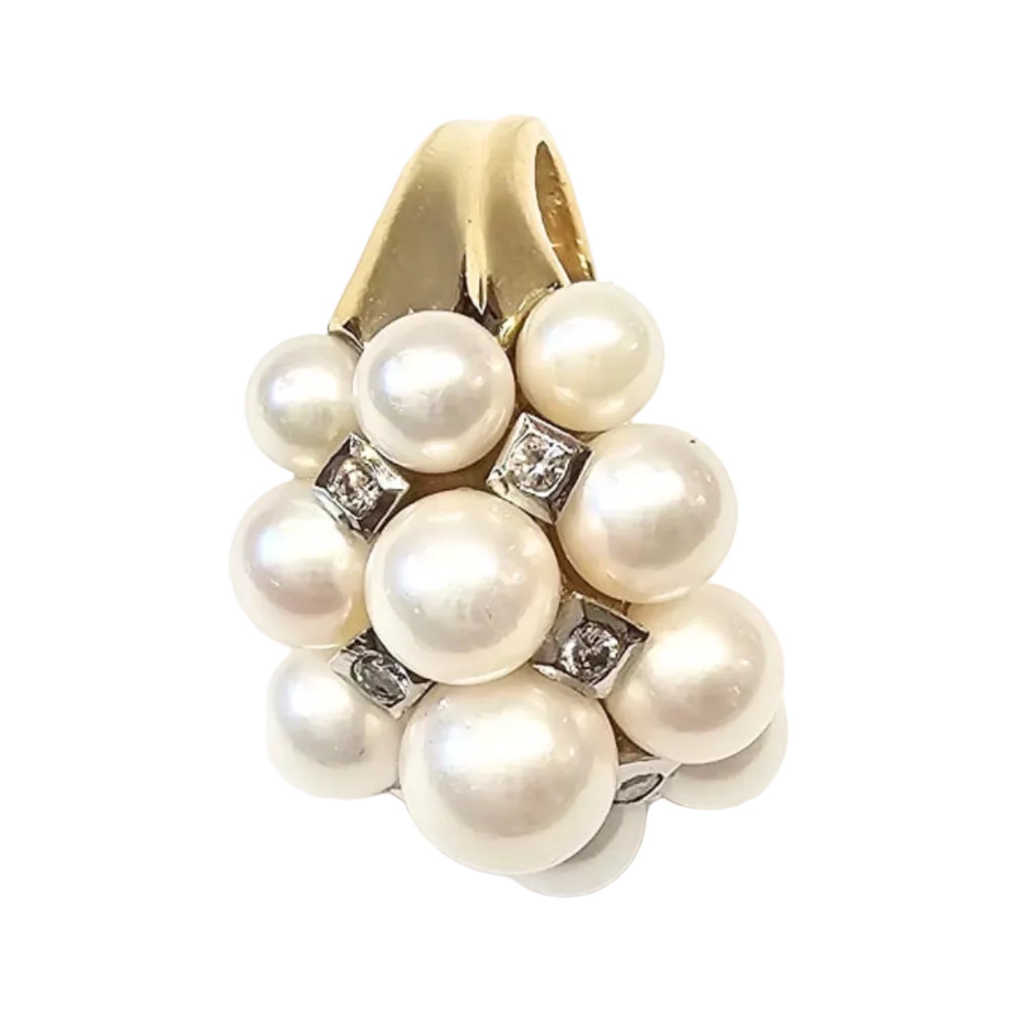 Bague Cocktail Pearl Moon en or jaune, perles et diamants
