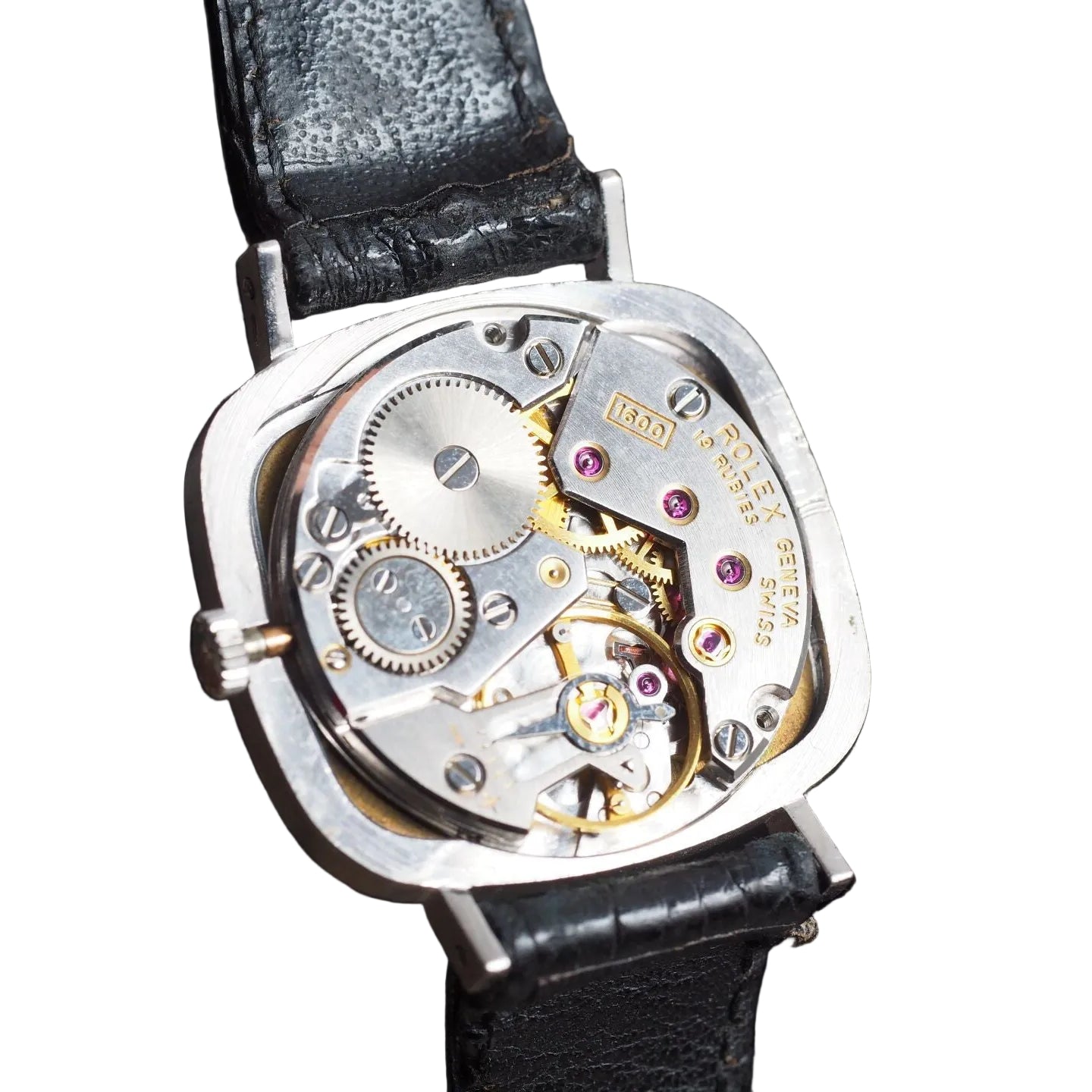 Montre ROLEX "Cellini Zephir" en or blanc, acier, cuir et rubis