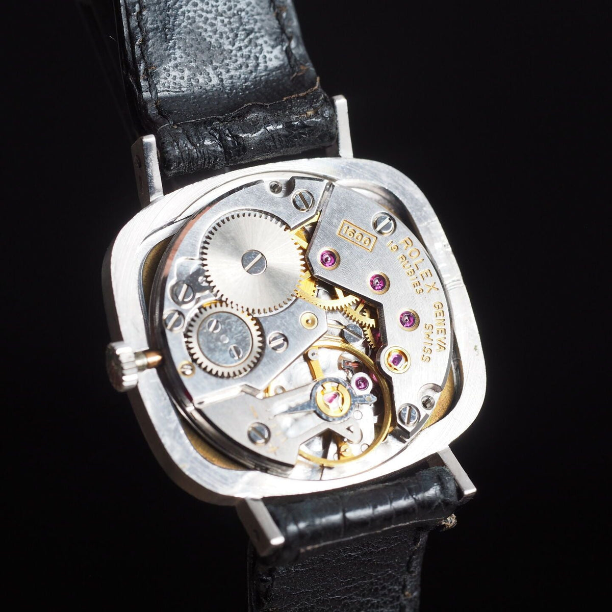 ROLEX "Cellini Zephir" Watch in white gold, leather and Sapphire