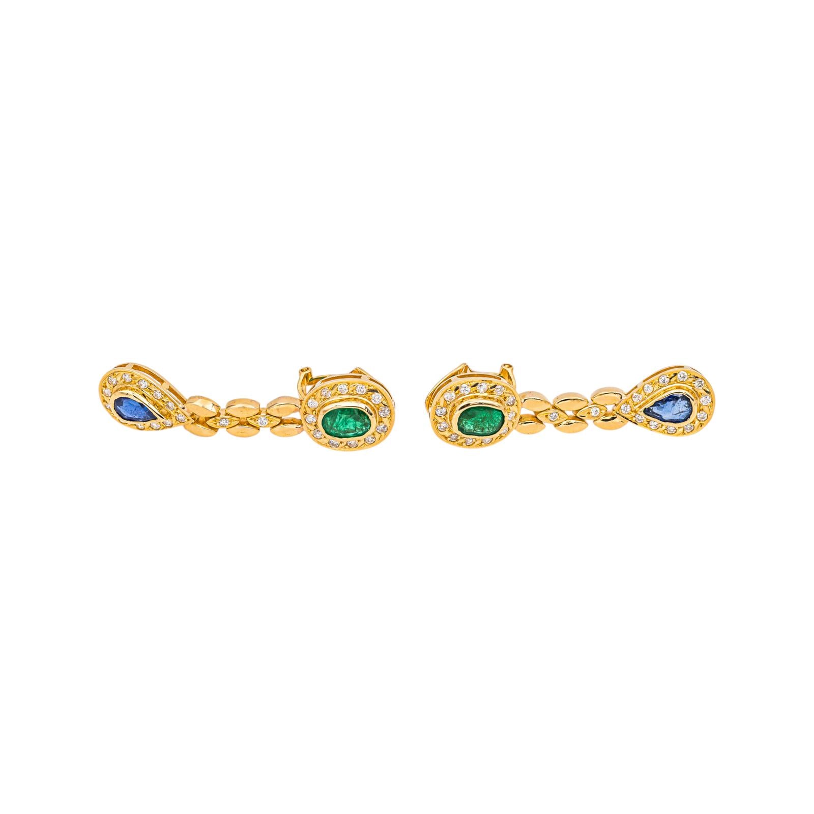 Boucles d'oreilles Or jaune Emeraude
