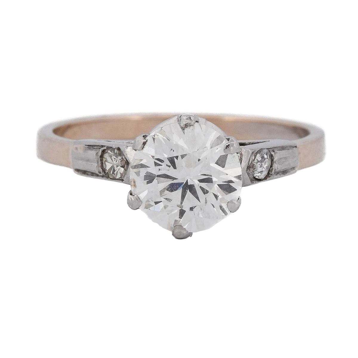 Solitaire Ring in Rose Gold, Platinum, and Diamonds