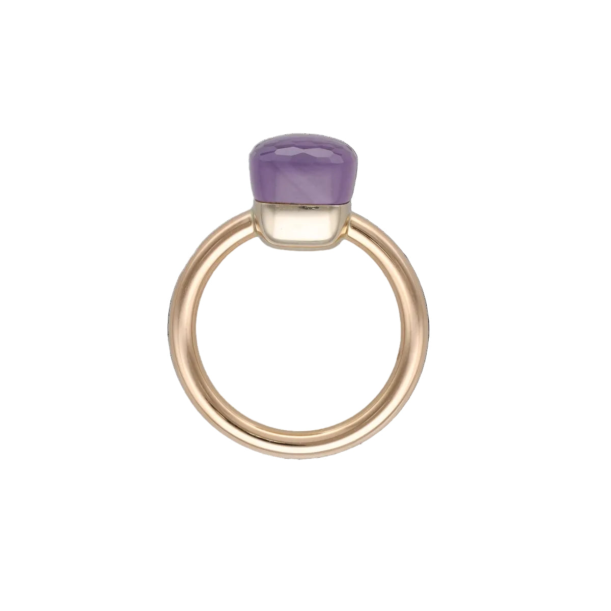 Bague Solitaire POMELLATO Nudo Classic en or blanc, or rose et améthyste