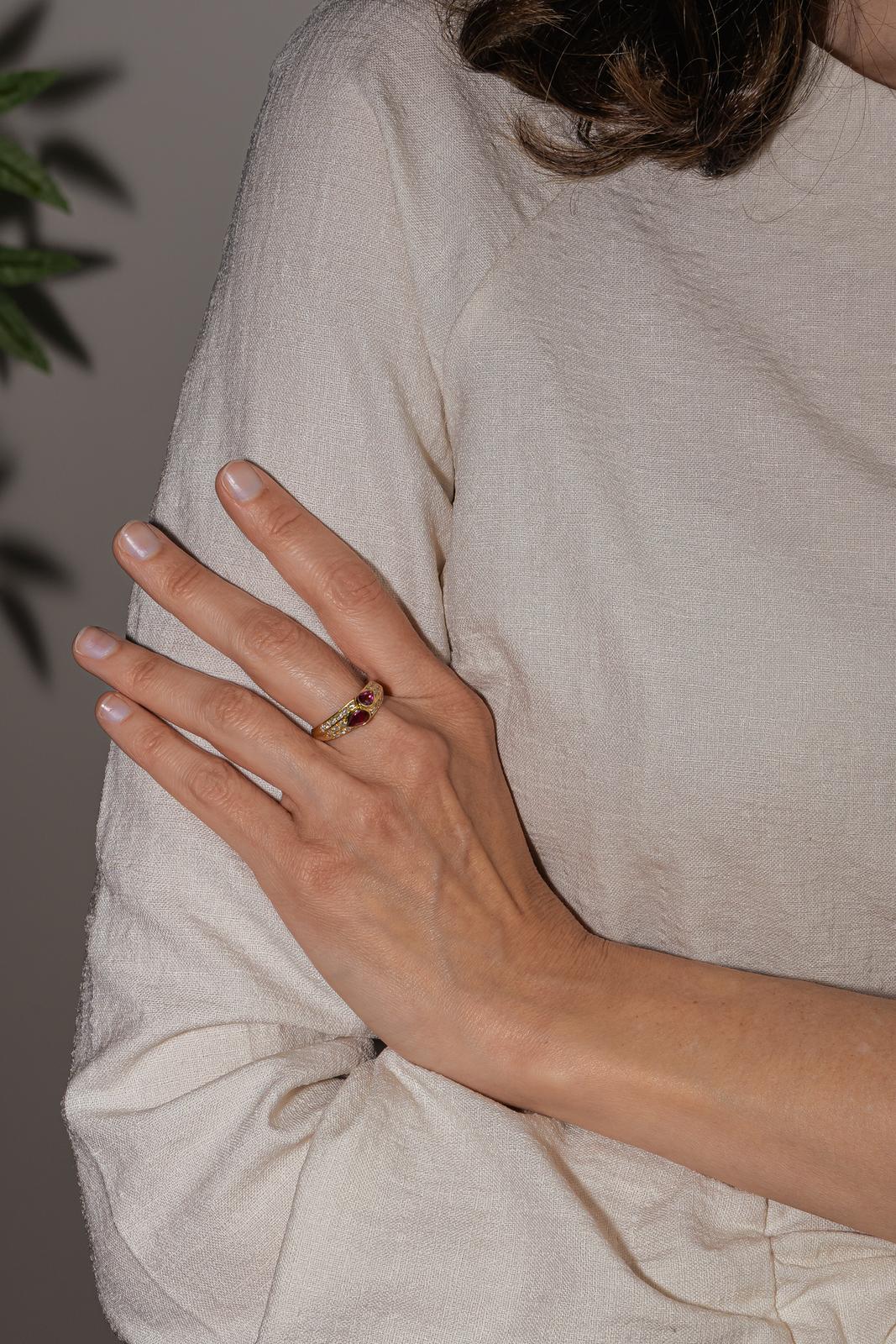 Bague Toi et moi Or Jaune Rubis