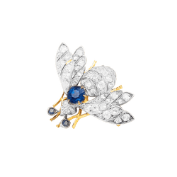 Broche ancienne "Abeille", or jaune, argent, saphir et diamants.