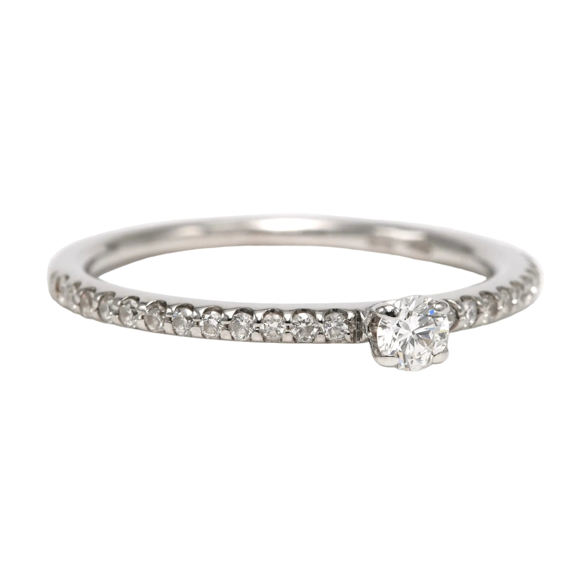 White Gold Solitaire Ring with Diamonds