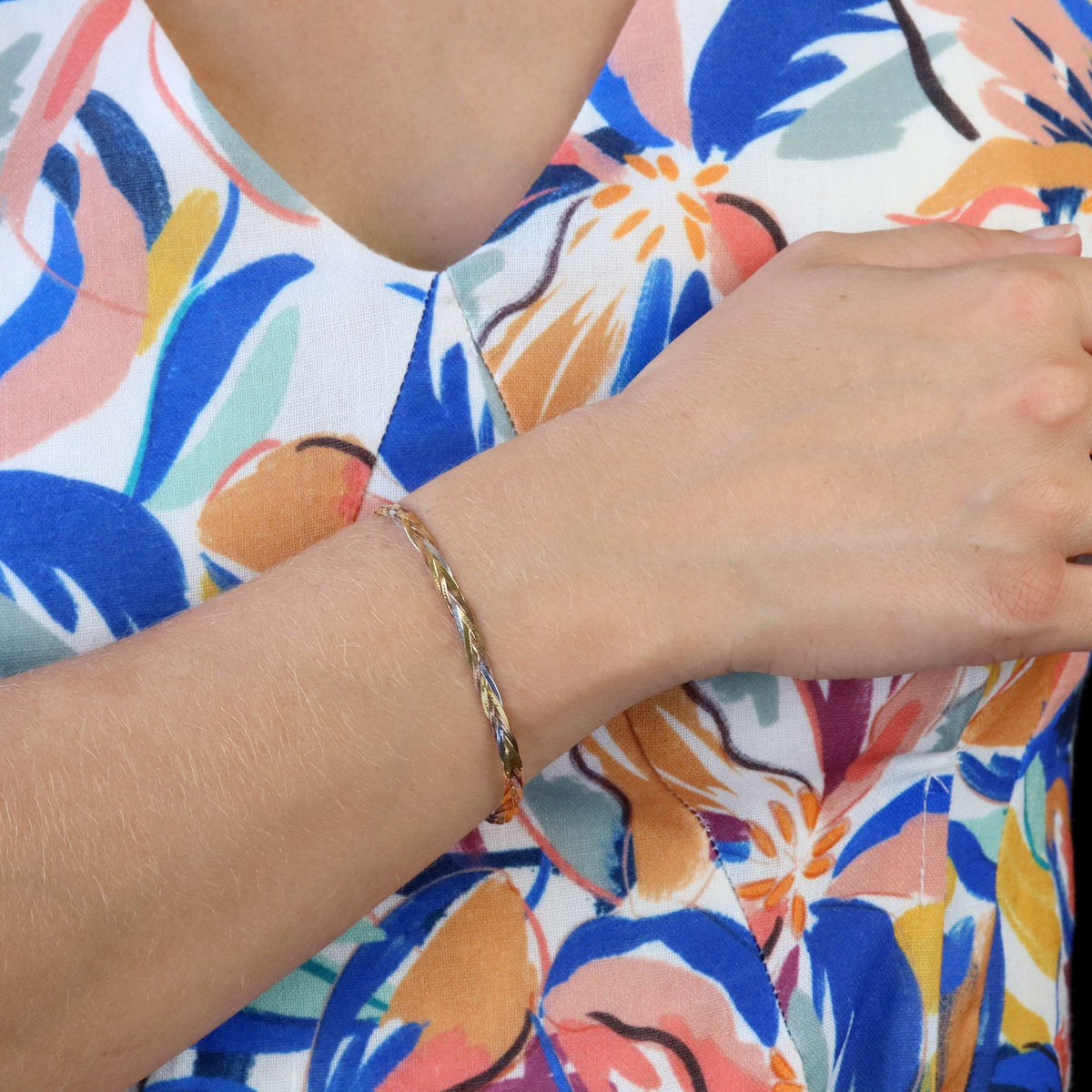 White Gold, Yellow gold, and Rose gold Link Bracelet