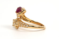 Bague Toi & Moi en or jaune, rubis et diamants