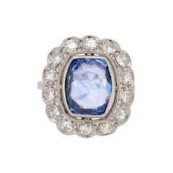 Platinum, Sapphire and Diamond Pompadour Ring