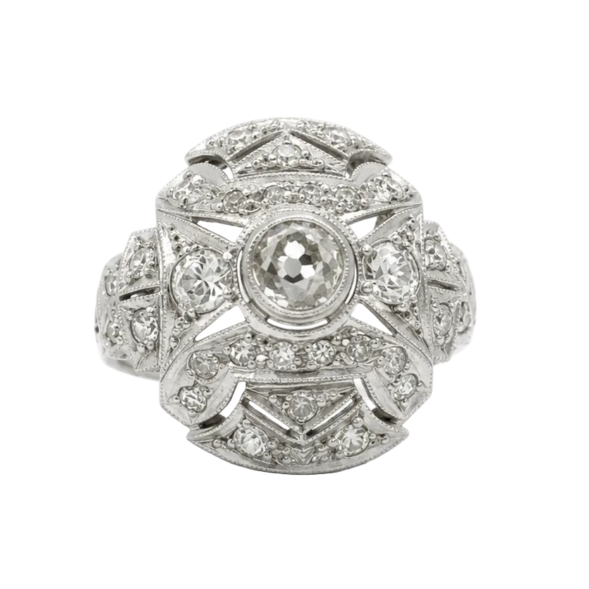 Platinum and Diamond Dome Ring