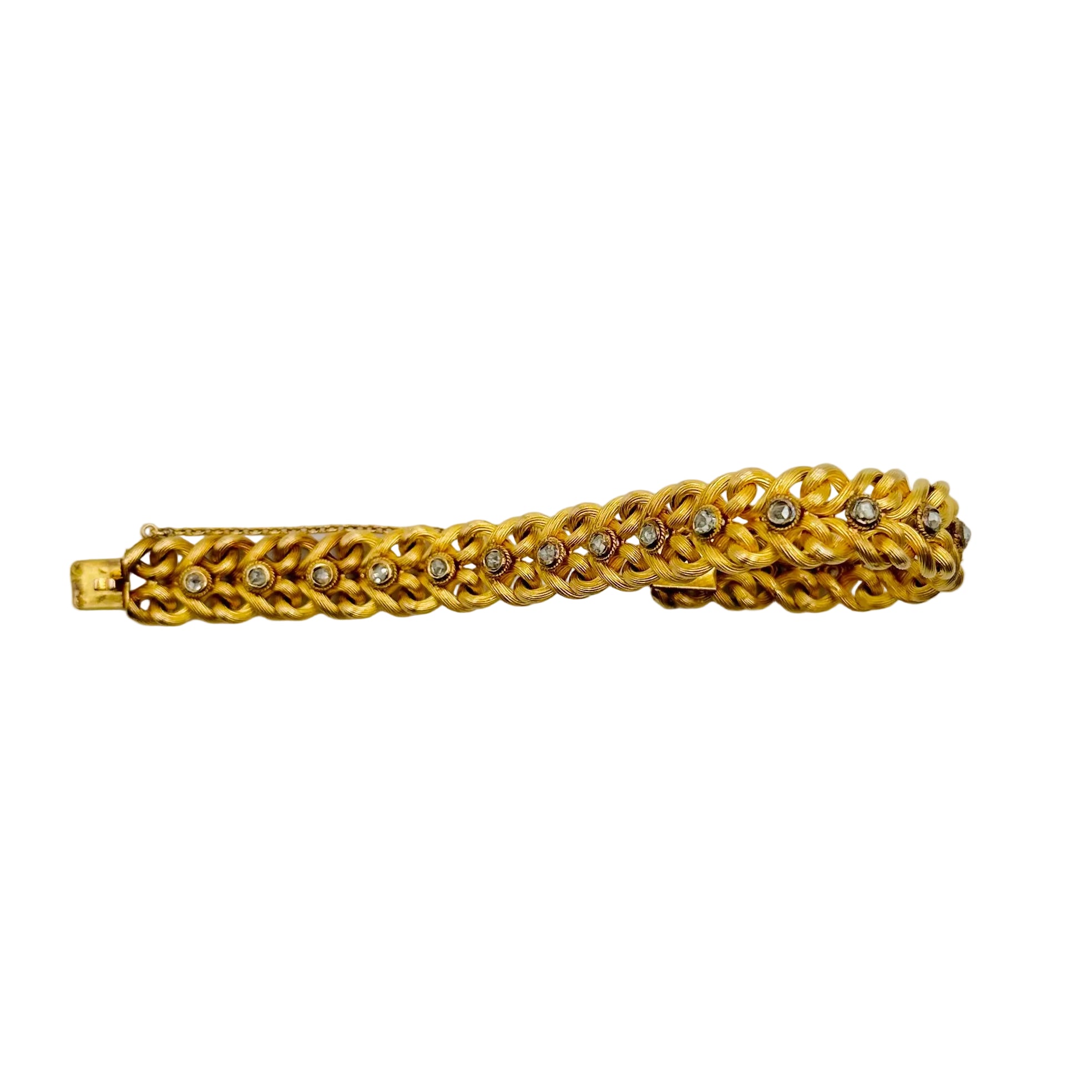 Bracelet Braided in yellow gold and diamonds