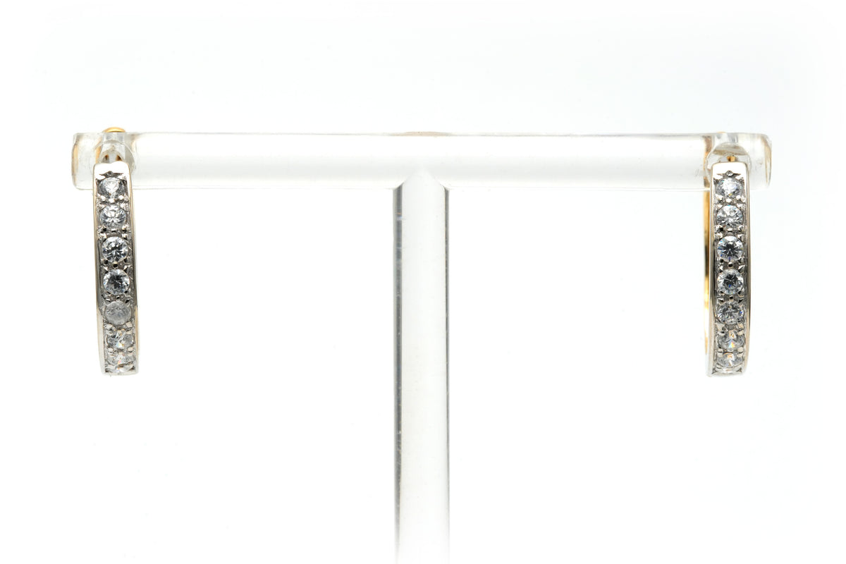 Boucles d'oreilles en or blanc, or jaune et diamants