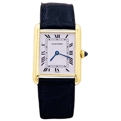 Watch Cartier, "Tank Louis Cartier", yellow gold, bracelet leather.