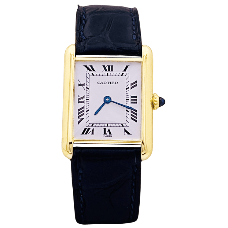 Watch Cartier, "Tank Louis Cartier", yellow gold, bracelet leather.