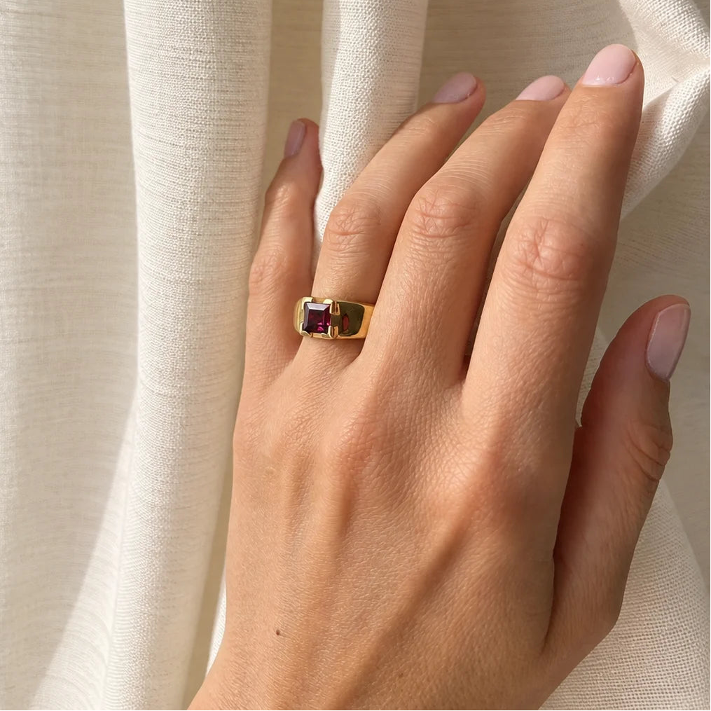 Yellow Gold and Tourmaline Band Ring