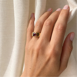 Yellow Gold and Tourmaline Band Ring