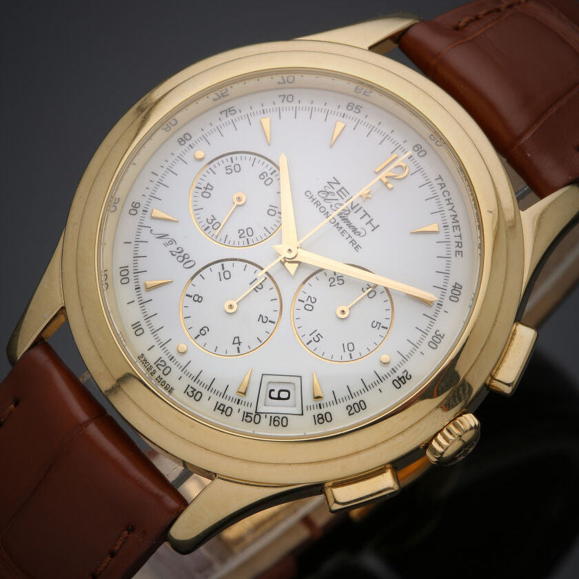 ZENITH "El Primero" Watch in Yellow gold and Leather