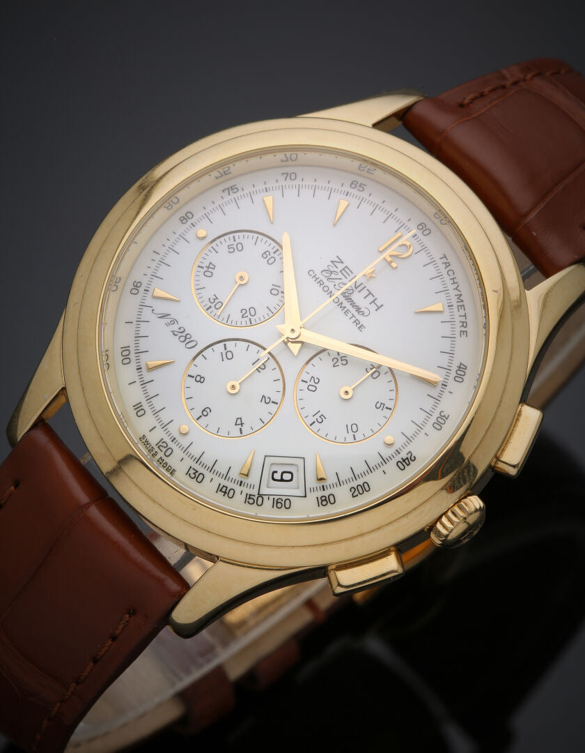 Montre ZENITH El Primero en or jaune et cuir