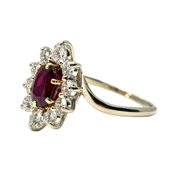 Marguerite Ring in White Gold, Ruby, and Diamonds