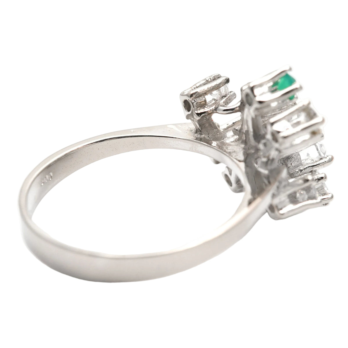 White Gold, Emerald, and Diamond Ring