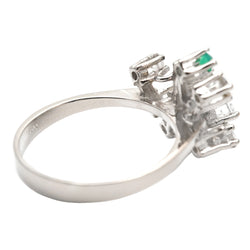 White Gold, Emerald, and Diamond Ring