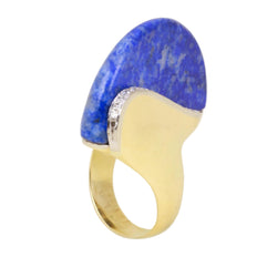 Cocktail Ring in Yellow Gold, Lapis lazuli, and Diamonds