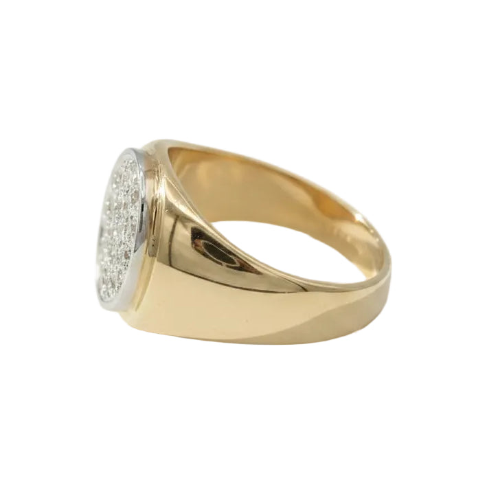 Yellow Gold Signet Ring with Diamonds