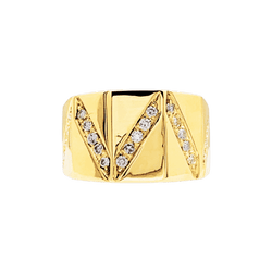 Bague or jaune et lignes de diamants.