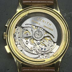 ZENITH "El Primero" Watch in Yellow gold and Leather