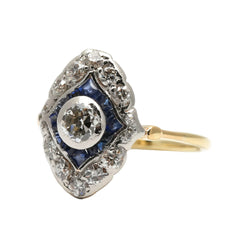Ring in white gold, yellow gold, and diamonds