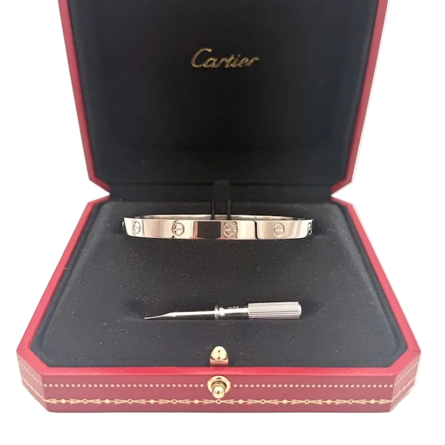 CARTIER "Love" Bangle Bracelet in White Gold
