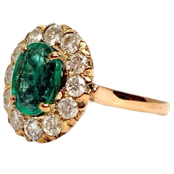 Marguerite Ring in Rose Gold, Emerald, and Diamonds