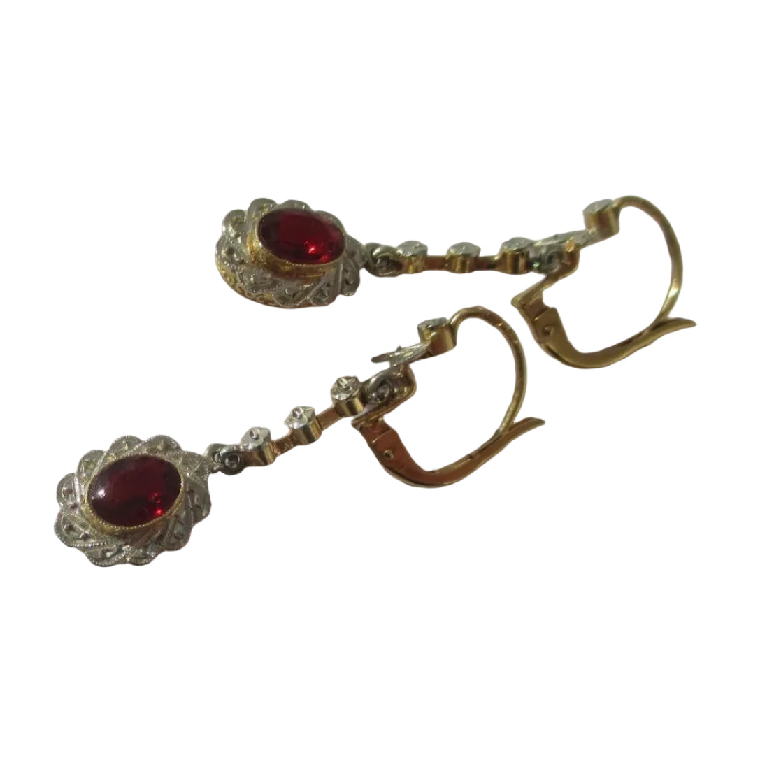 Dormeuses Pendant earrings in yellow gold, white gold,