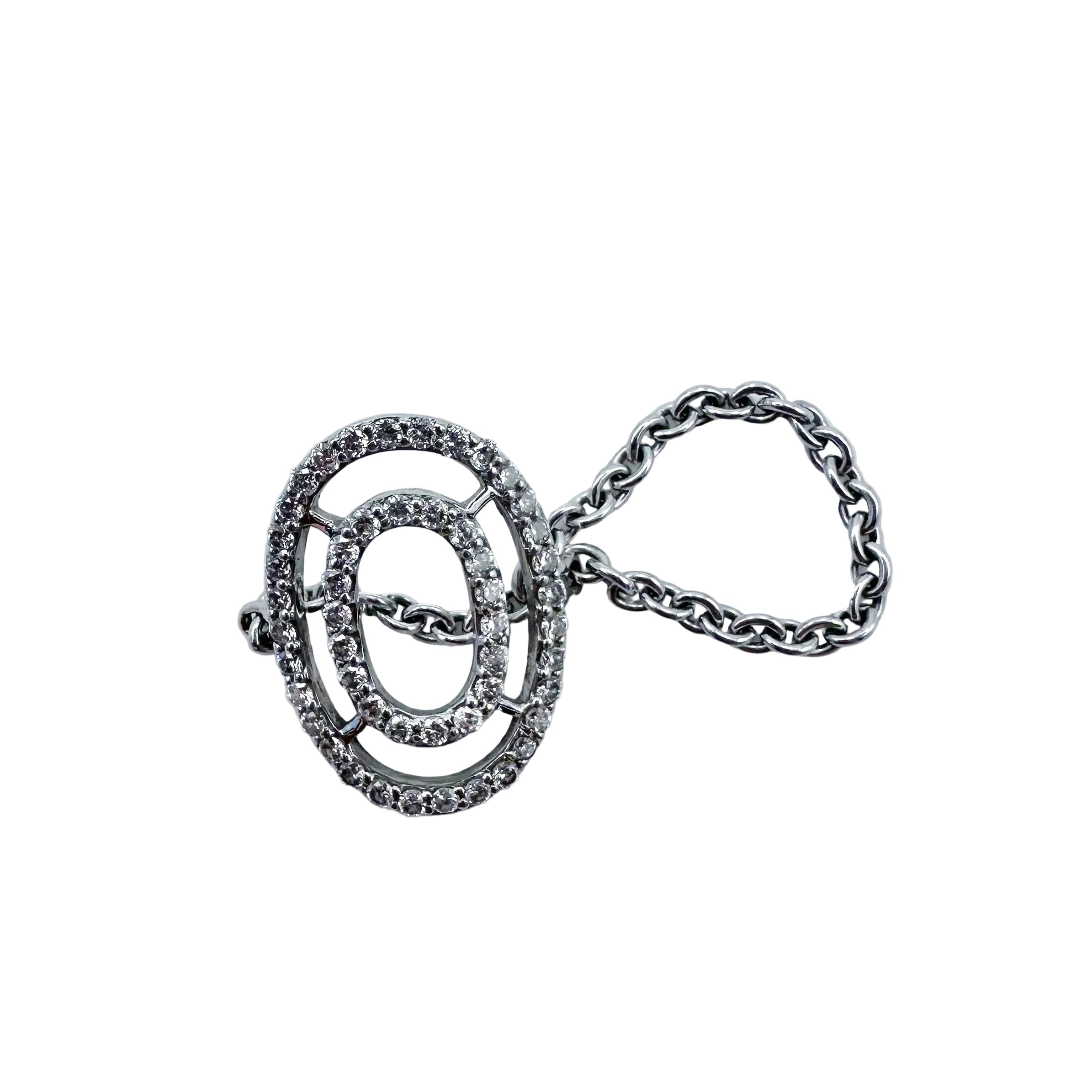 White Gold Chain Ring with Diamonds