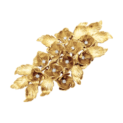 Broche "Fleurs", or jaune et diamants.