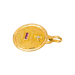 Augis Pendentif  Médaille Plus hier moins que demain  Or jaune Rubis