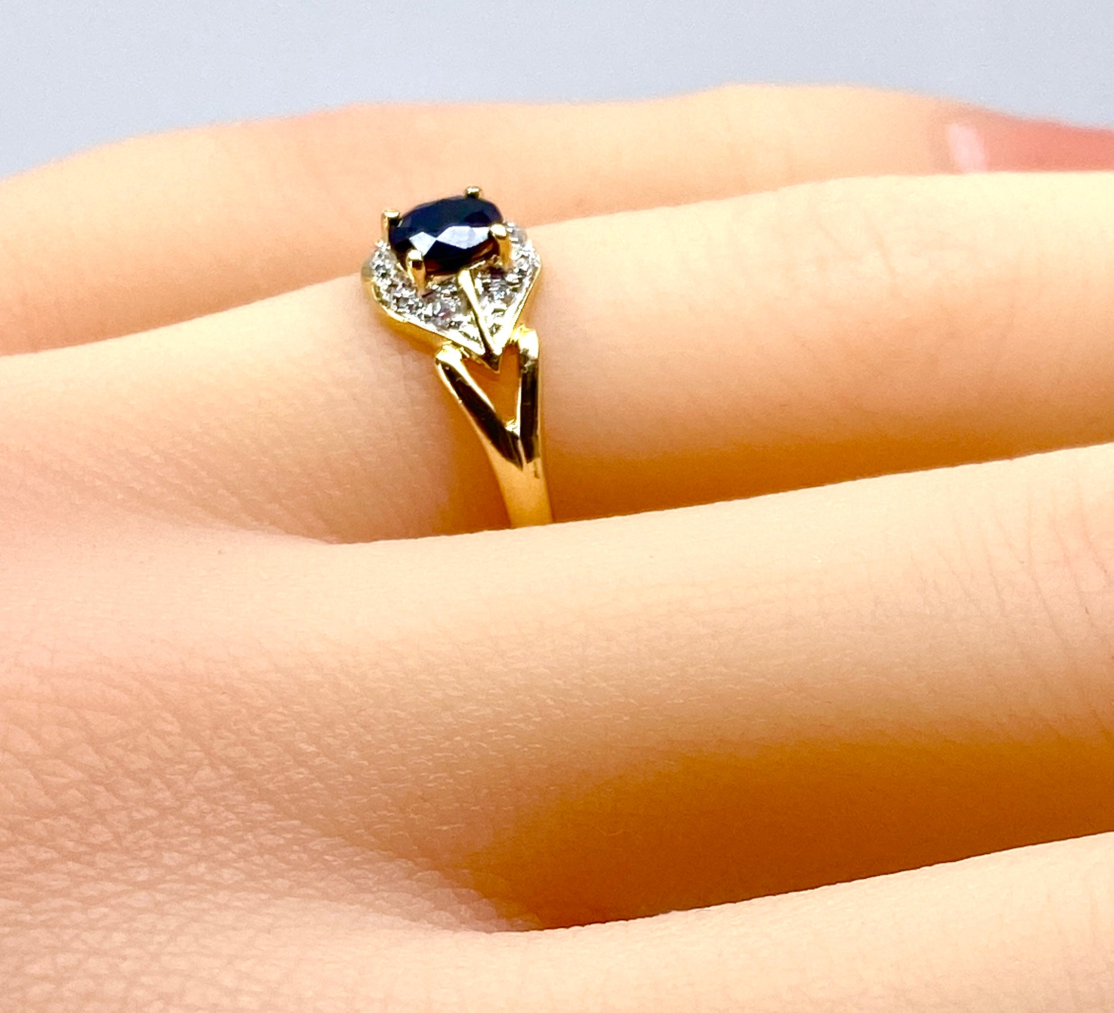 Gold, Sapphire, and Diamond Ring