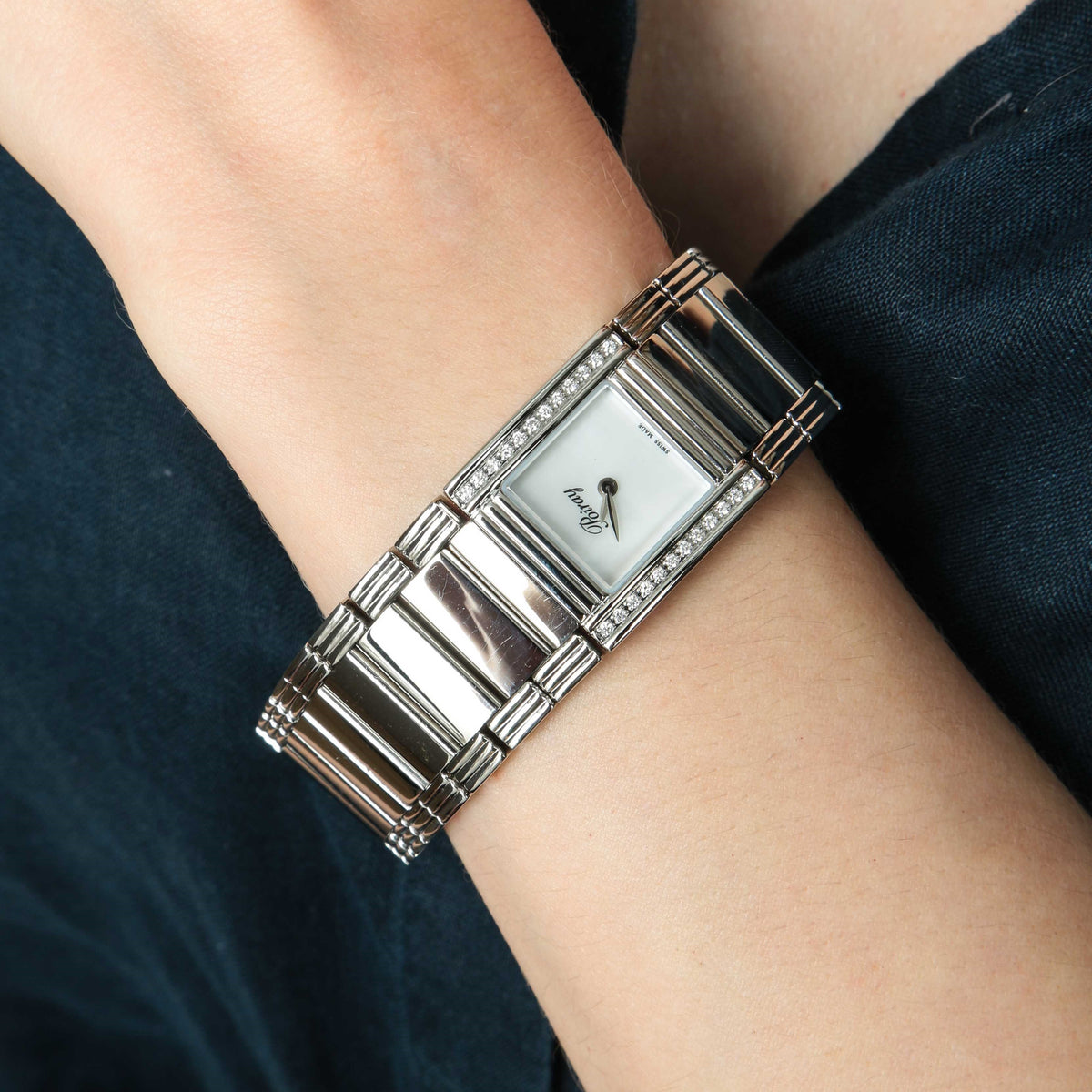 POIRAY "Ma Première Cuff Bracelet" watch in stainless steel, Mother-of-pearl, Quartz, and Diamonds