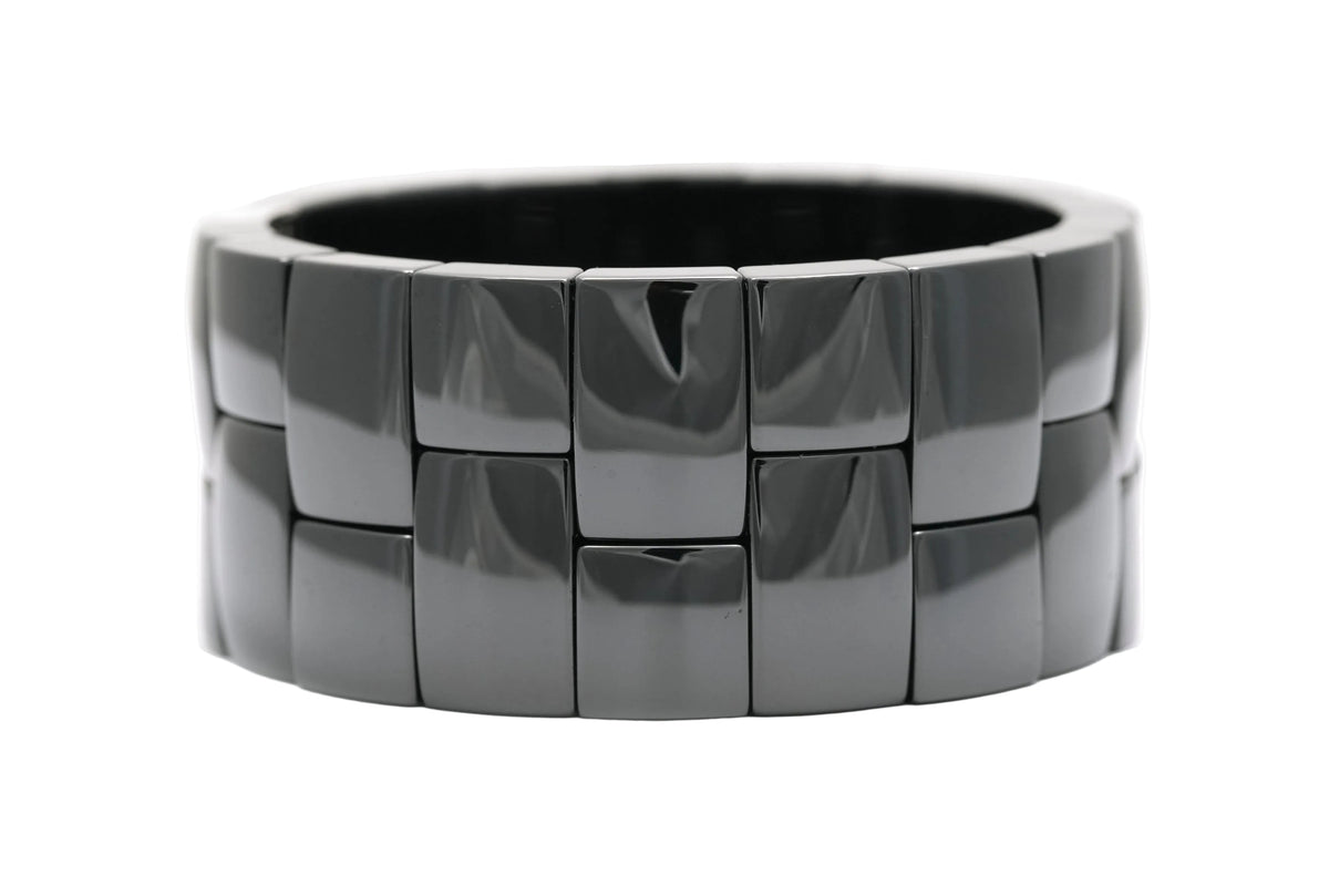 White Gold, Ceramic, and Diamond Cuff Bracelet