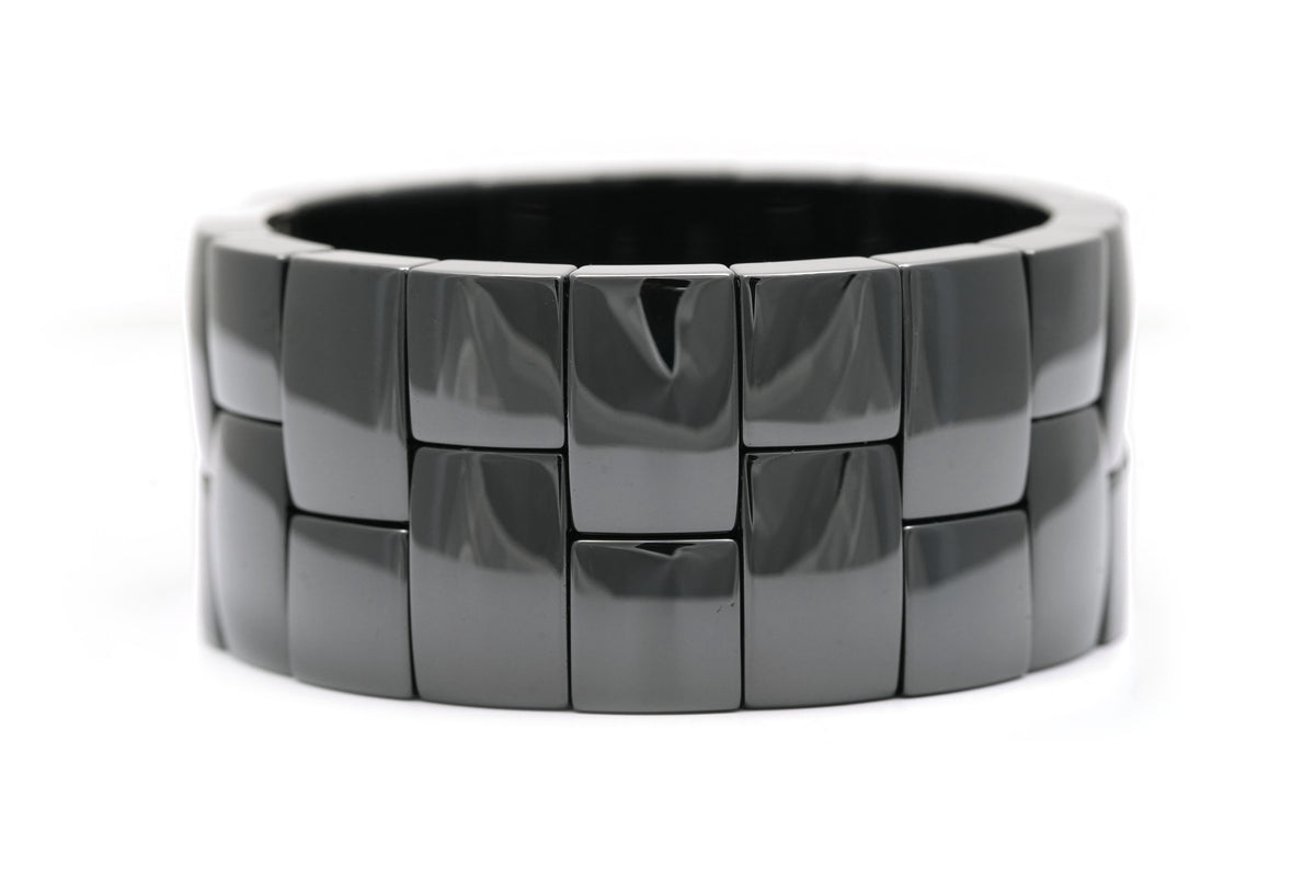 White Gold, Ceramic, and Diamond Cuff Bracelet
