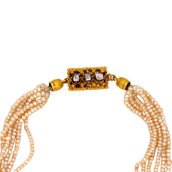 Yellow gold Necklace with Pearls and Diamonds