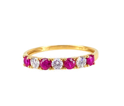 Yellow Gold Wedding Band with Rubies and Diamonds