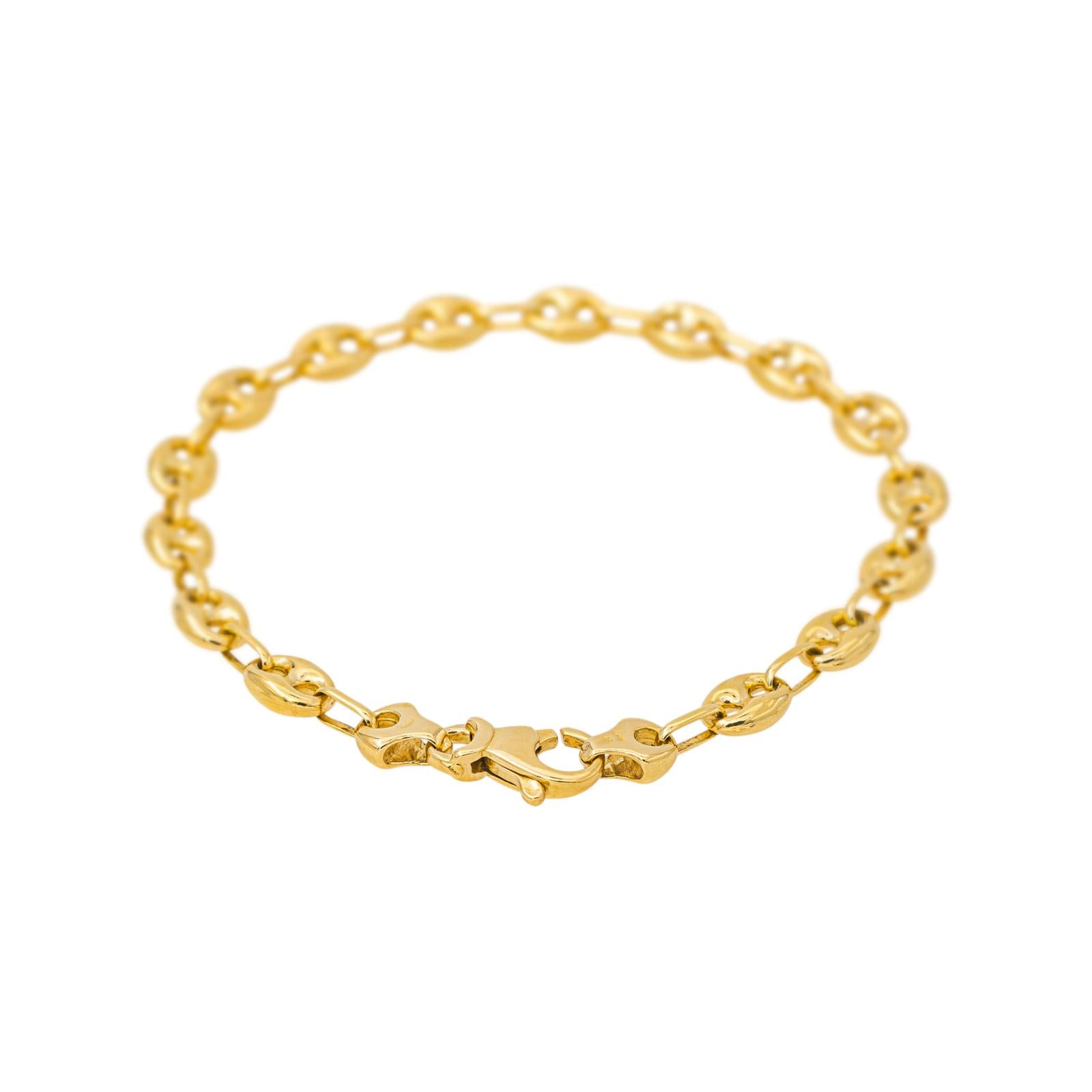 Yellow Gold Coffee Bean Link Bracelet