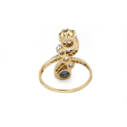 "Toi & Moi" Ring in Gold, Platinum, Sapphire, and Diamonds