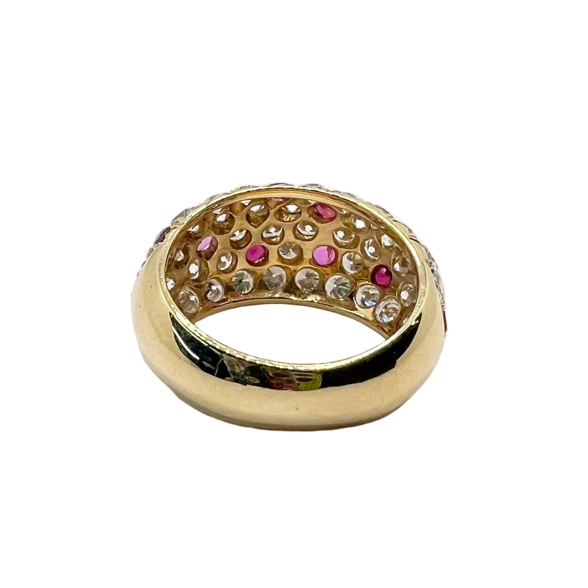 Yellow Gold, Ruby, and Diamond Bangle Ring