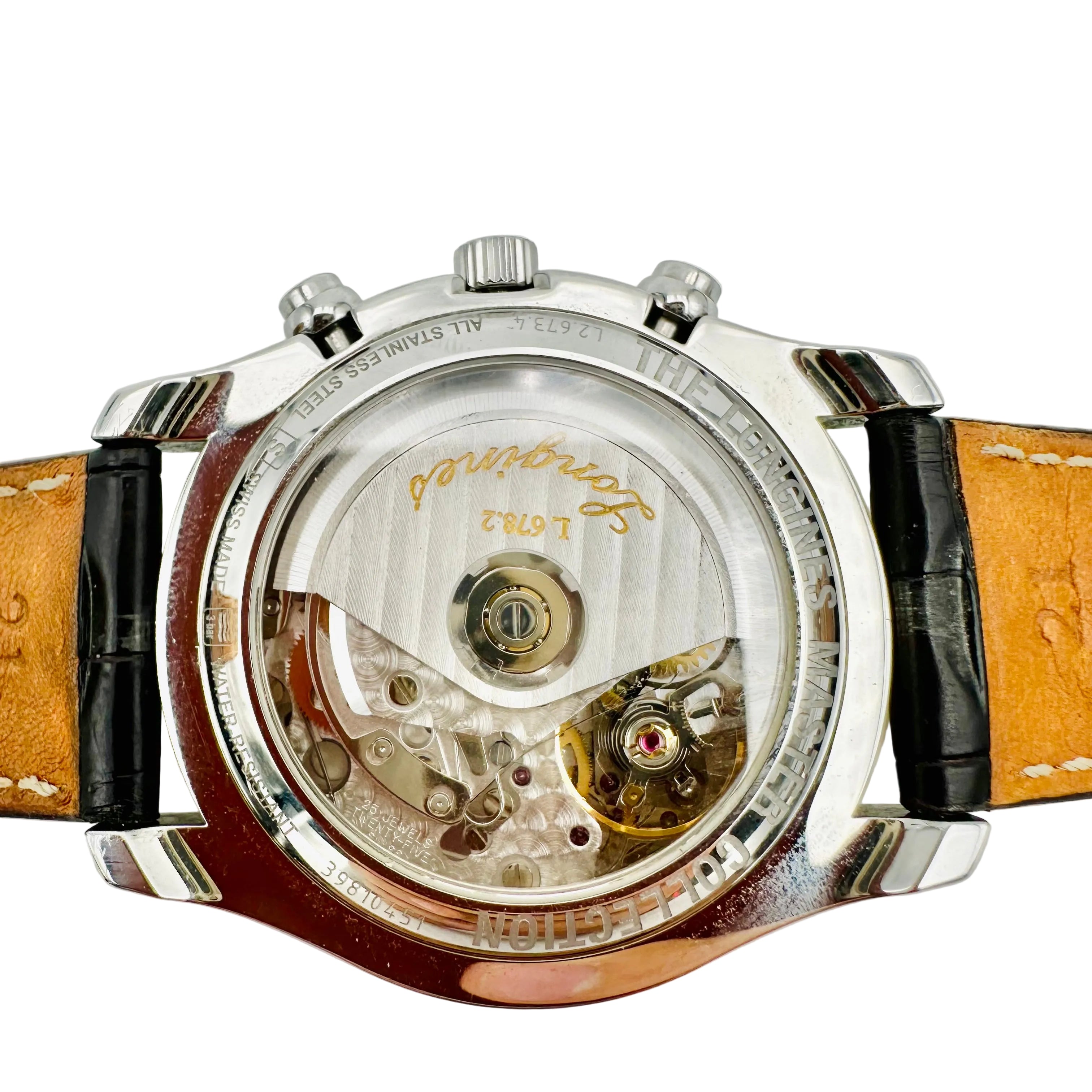 Watch LONGINES "Chrono Moonphase Master Collection" in steel and leather