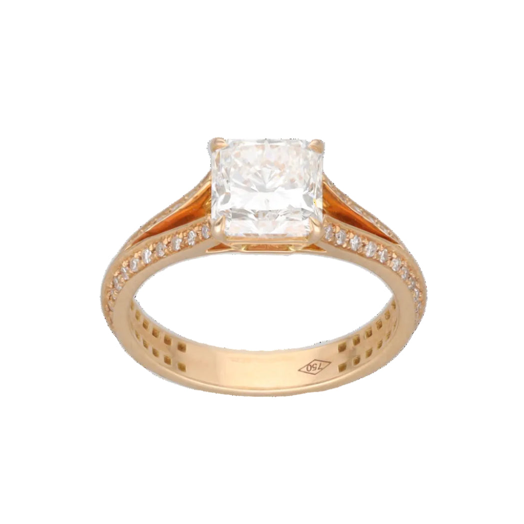 Rose Gold Solitaire Ring with Diamonds