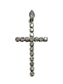 14K White Gold Cross Pendant with 0.90 ct Diamonds